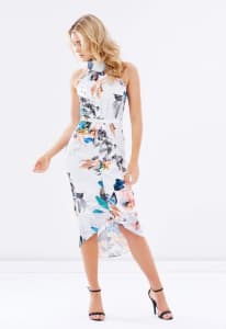 Cooper St Dress 10, Summer Sleeveless White/Floral Print, High Neck