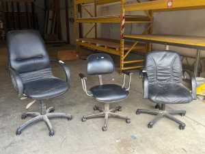 3 x Black office chairs
