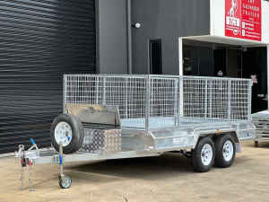 12x6 Trailer Galvanised Box Trailer Tandem with Cage 2000kg ATM