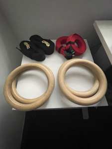 Gym wooden power rings with adjustable straps 28mm-32mm