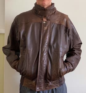 Genuine leather bomber jacket