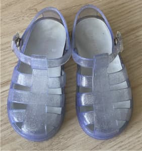Summer Sandals - Clear with Silver Sparkles Girls / Kids Shoe Size 11