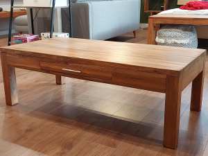Wooden coffee table with a small drawer 