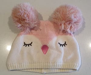 11026 higgledee baby beanie 1-3Y hat pink cream with poms