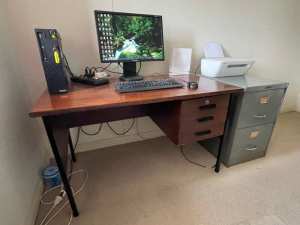 Computer / study very solid desk 3 drawers /- 2 drawer filing cabinet