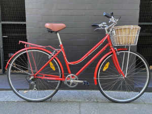 Cheap serviced City bike with racks and basket 8 speed