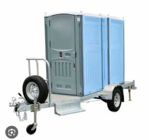 Portable toilet on trailer