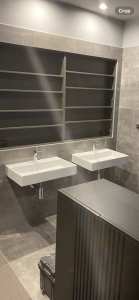 2 wall hung basins with bottle trap and above counter basin
