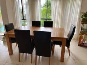 Dining Table Set - Solid Wood Table and Chairs