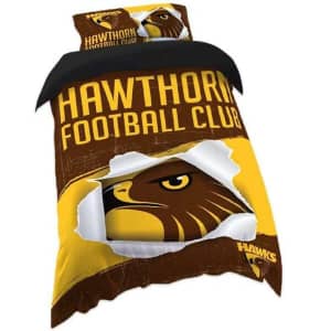Hawthorn Hawks  Single Bed Quilt Doona Duvet Cover Set - Licensed