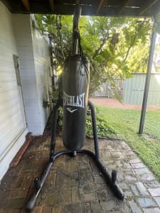 Punching bag stand with bag and speed ball attachment