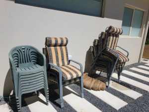Outdoor dining chairs and plastic indoor chairs