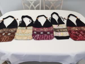 LADIES -CARRY BAGS (5) ALL BRAND NEW STUNNING COLOURS and BLING
