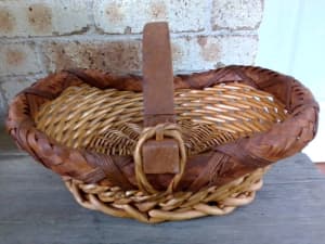 Vintage Cane & Timber Basket 
