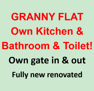 GRANNY FLAT:Own kitchen & bathroom & toilet & gate,fully new renovated