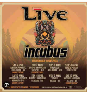 Tickets x 2 Lookout - Live and Incubus