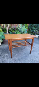 Parker teak undershelf design restored side table 