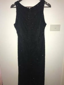 Great Gatsby Sequin Embellished Ball Gown Maxi Dress Long Black Size 8