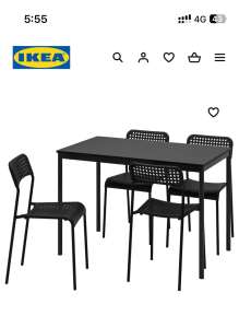 Ikea black table with 4 chairs