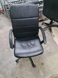 Black leather office chair on 6 castors.