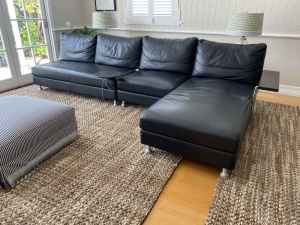 Kings Delta Black Leather Sofa