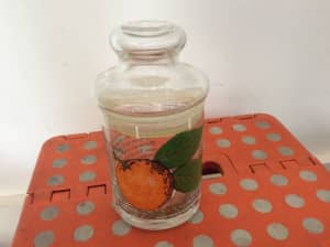 Vintage retro style decorative orange glass storage jar & sealed lid