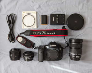 CANON 7Dii INCLUDING 3 LENSES, FILTERS AND ACCESSORIES