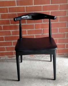 Single Chair with a Black Wooden Frame & Black Vinyl Upholstery 