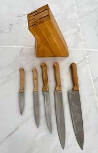 Set of five brand-new kitchen knives