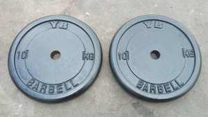 pair of 10kg York standard iron plates
