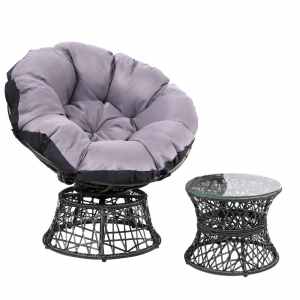 Gardeon Outdoor Lounge Setting Papasan Chair Wicker Table Garden Furn