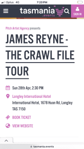 1X ticket to James Reyne concert at Longly International