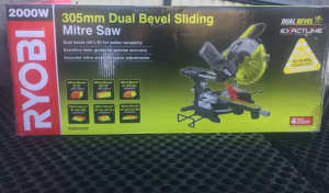New in box Ryobi 305mm 2000W Dual Bevel Sliding Mitre Saw -$400.00