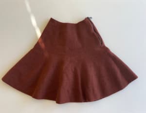 H&M Orange Wool Flare Mini Skirt Size 6