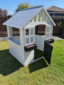 Timber cubby house - hand painted. Suit 1-3 Y.O.