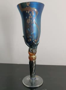 Colin heaney blue iridescent wine glass AF