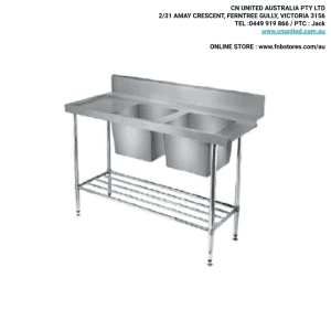 CNOX DOUBLE SINK BENCH WITH SPLASHBACK STAINLESS STEEL - CXDSB18070B