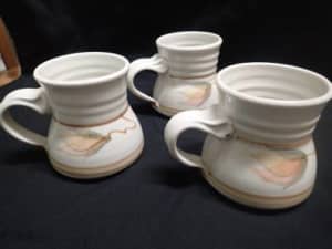 3 Elegant Pottery Coffee Mugs