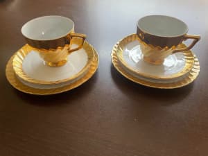 Vintage Classic Fine China Australia Gold Trio - Cup, Saucer, Plate
