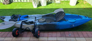 Glide Kayak, paddle, seat, life jacket & transporter.