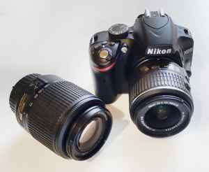 Nikon D3200 APS-C 24 Megapixel SLR with 18-55mm/3.5 and 55-200mm/4 AF