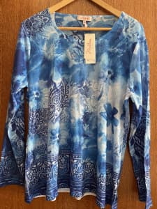 NEW w TAG 18 Size Blue Print Casual T Shirt Top Women’s - Millers