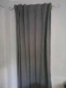 Single Grey Full Length Curtain
