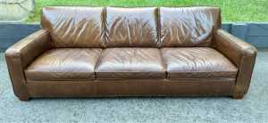 Gorgeous HUGE 4 Seat Cigar Leather Chesterfield Club Lounge Couch Sofa