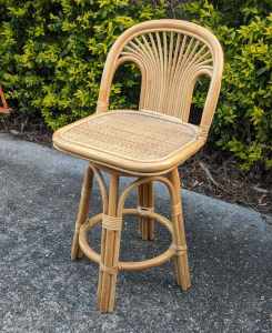 Bamboo cane wicker bar stool swivel chair 92cm tall