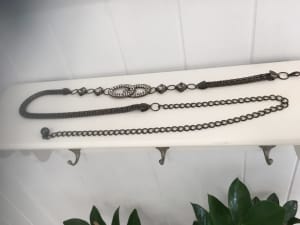Ladies adjustable chain belt embellished with rhinestones