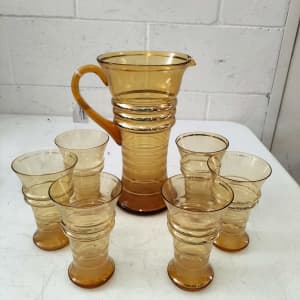 Retro Mid Century Cocktail Jug and matching glasses. 