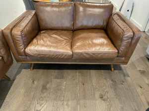 2 Seater Tan Leather Couch