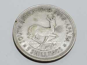 SOUTH AFRICA 5 SHILLING. GOOD CONDITION SILVER (.800) 28G I HAVE THIS 
