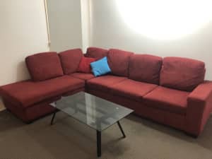 Corner Lounge sofa and glass table for sale .